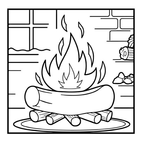 Campfire with logs in a fire pit