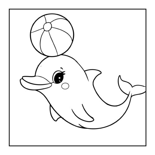 Cute dolphin balancing a ball in a circus like performance