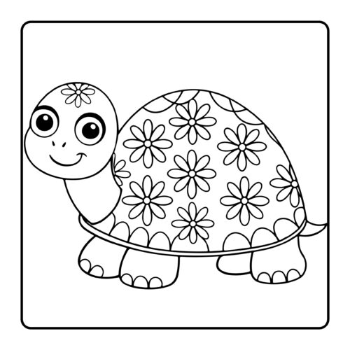 Cute turtle with flower pattern shell