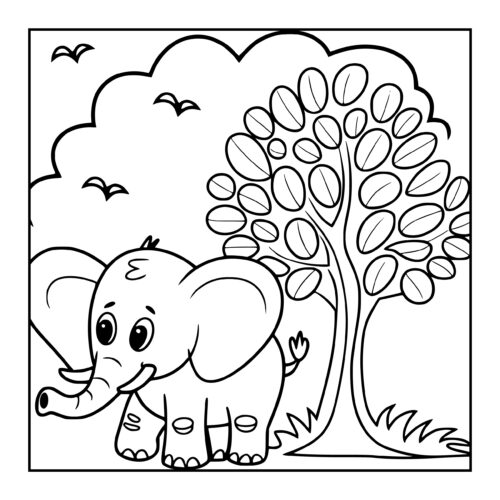 Elephant near tree in natural setting