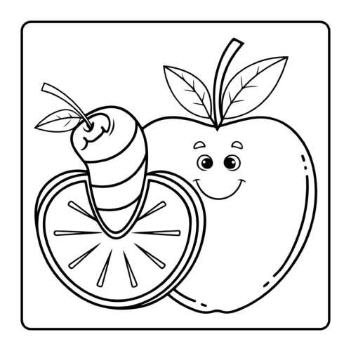 Fruit apple and slice with happy faces