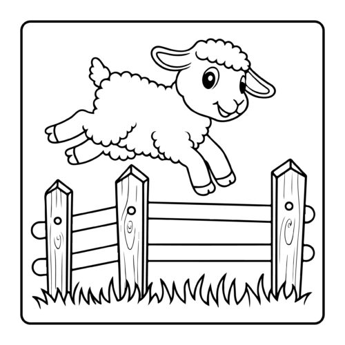Ram jumping over wooden fence in field