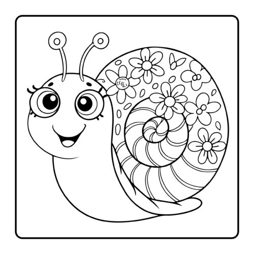 Smiling snail with flower decorated shell