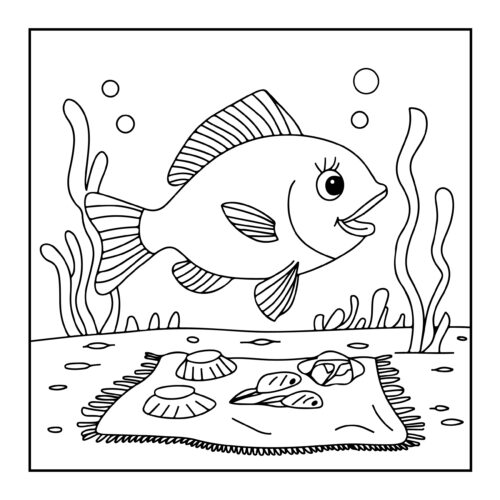 Tropical fish swimming among coral and underwater plants