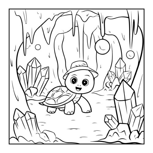 Turtle in various seasonal settings with changing natural backgrounds throughout year