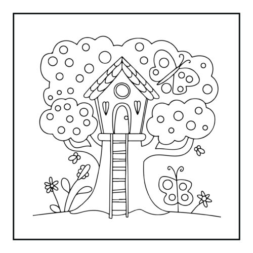 Another treehouse design with butterflies and fruit tree
