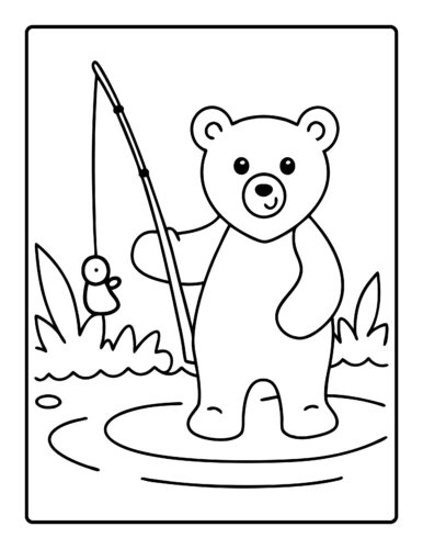 Bear fishing at the pond