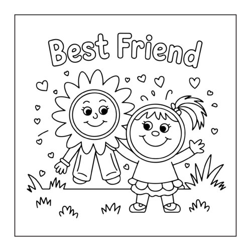 Best Friend with flower and girl characters