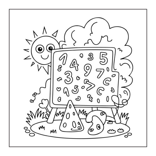 Chalkboard with numbers and math symbols