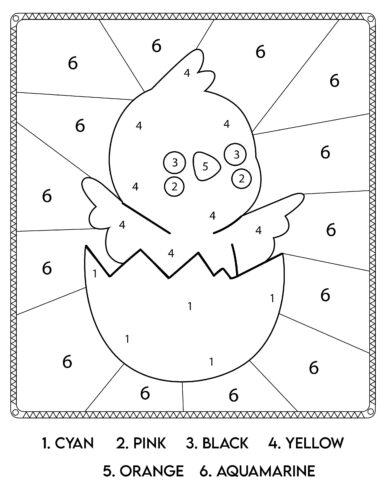 Chick in egg with aquamarine rays