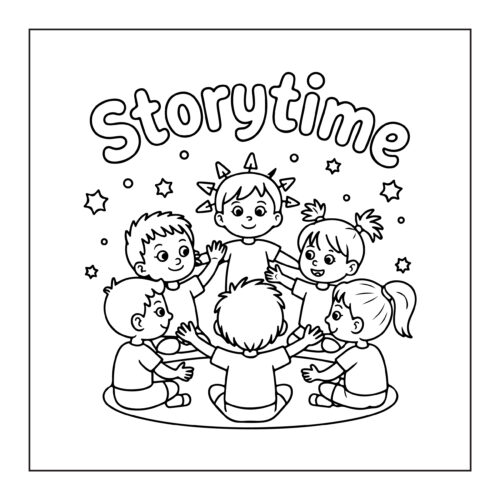 Children sitting in circle during storytime