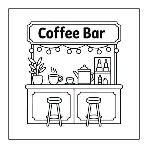 Coffee bar with hanging lights