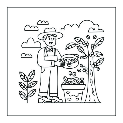 Coffee farmer with bean plant