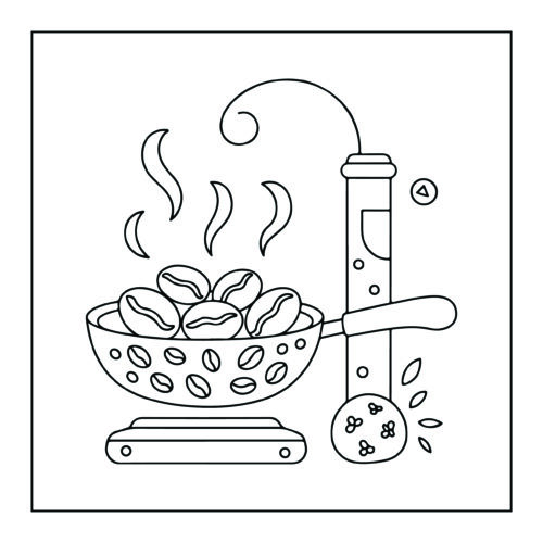 Coffee roasting pan with beans