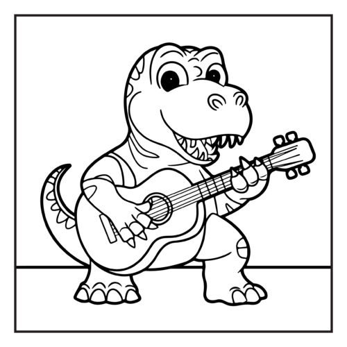 Dinosaur playing acoustic guitar