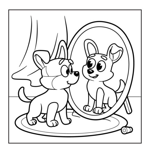 Dog looking at its reflection in a mirror