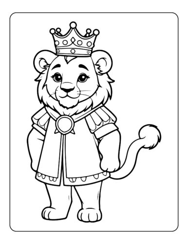 Female lion cub in dress with simple design
