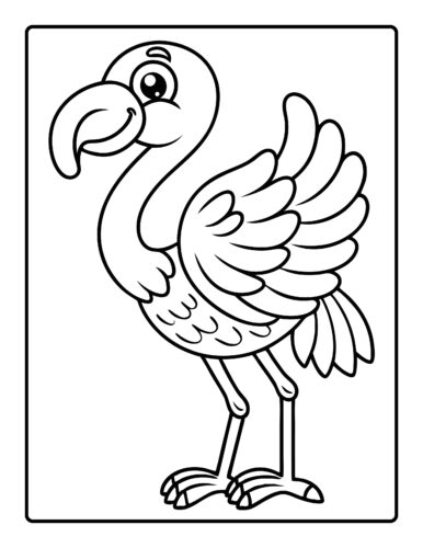 Flamingo with detailed wings and smile