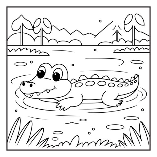 Friendly crocodile and hippo swimming together peacefully