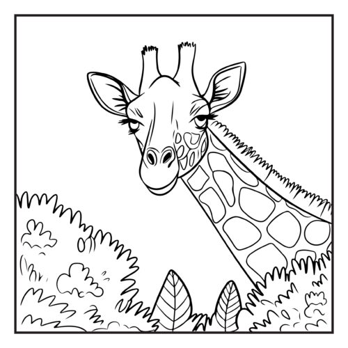 Giraffe head peeking through leafy foliage