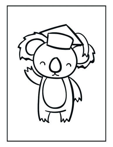 Graduation koala wearing cap and holding diploma