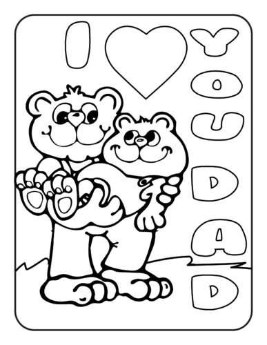 I love YOU DAD with adult and baby bear embracing