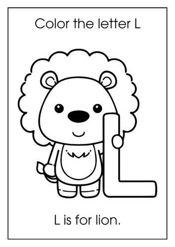 L is for lion Lion with fluffy mane