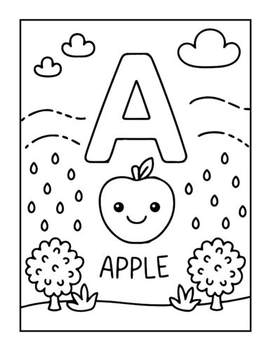 Letter A with smiling apple