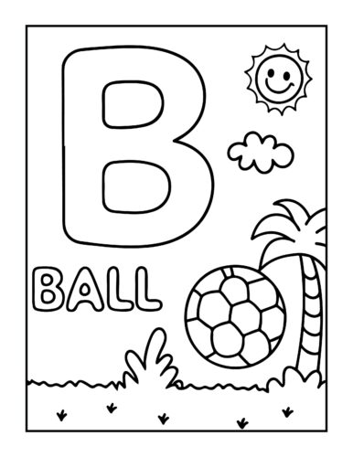 Letter B with soccer ball and palm tree