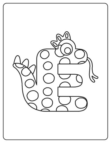 Letter E Spotted monster with crown and spikes