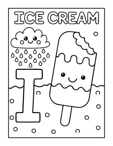 Letter I with ice cream popsicle