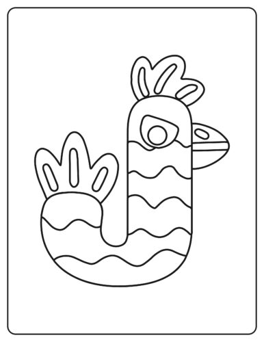 Letter J Bird like monster with fancy crest