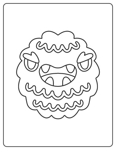 Letter O Fuzzy circular monster with angry eyes