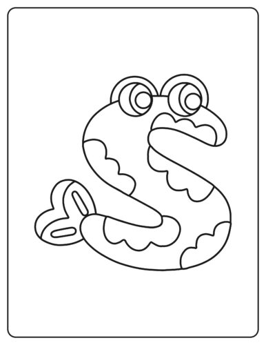 Letter S Snake like monster with googly eyes