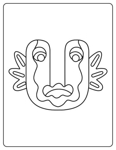 Letter U Creature with spiky fins and wavy mouth