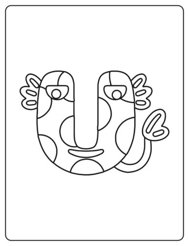 Letter V Spotted monster with small fins or ears