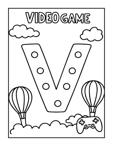 Letter V with video game controller