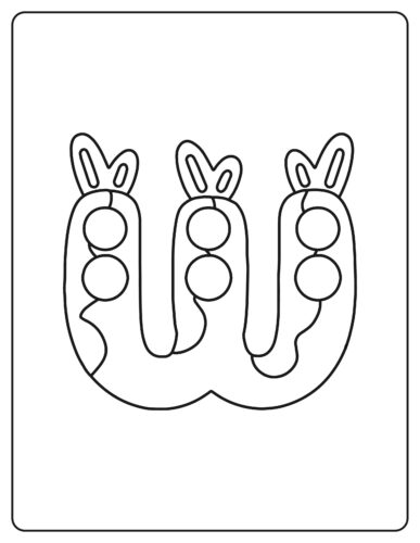 Letter W Three pronged creature with antennae or sprouts