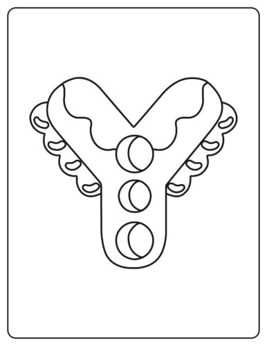 Letter Y Three eyed creature with scalloped edges