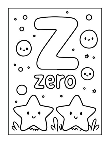 Letter Z with zero and smiling stars