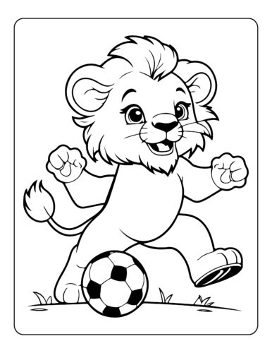 Lion playing fotball