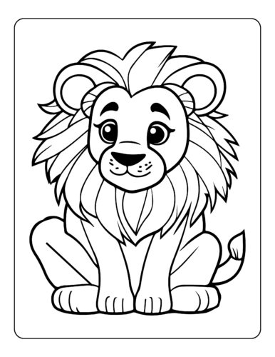 Lion with detailed mane sitting in dignified position