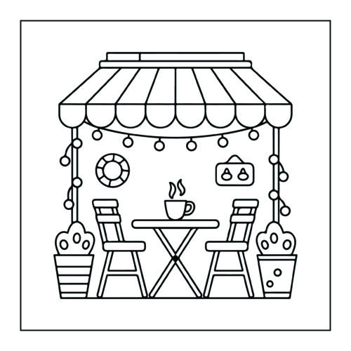 Outdoor cafe table coffee setting