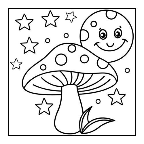 Partial mushroom stem with stars visible