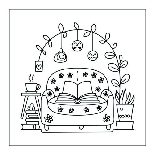 Reading chair coffee floral decor