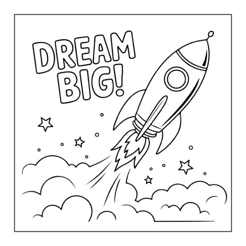 Rocket ship with Dream Big! text