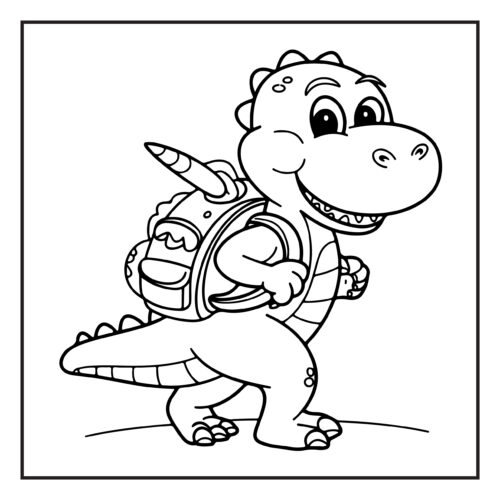 School dinosaur wearing backpack