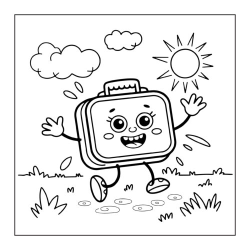 Smiling lunchbox character with sunshine
