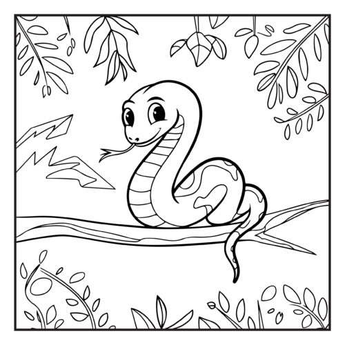 Snake coiled on tree branch scene