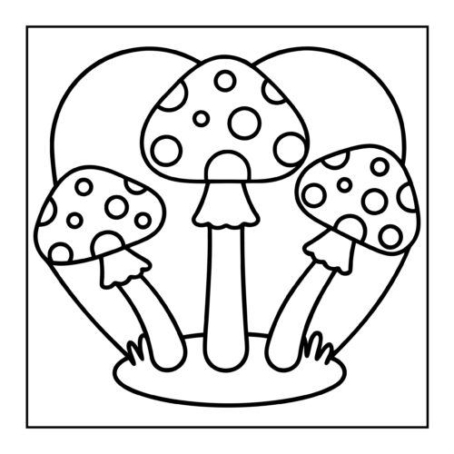 Three mushrooms in heart shaped arrangement